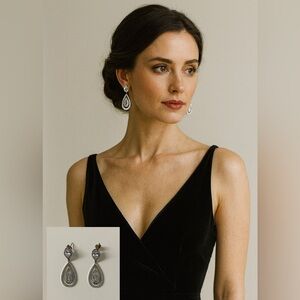 NEW Cubic Zirconia Earring Set Formal Evening Wear Bridal Jewelry Silver Diamond